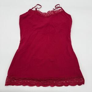 EXPRESS Lace Trim Bra Cami Tank Top Size M Red Stretch Romantic Preppy Y2K